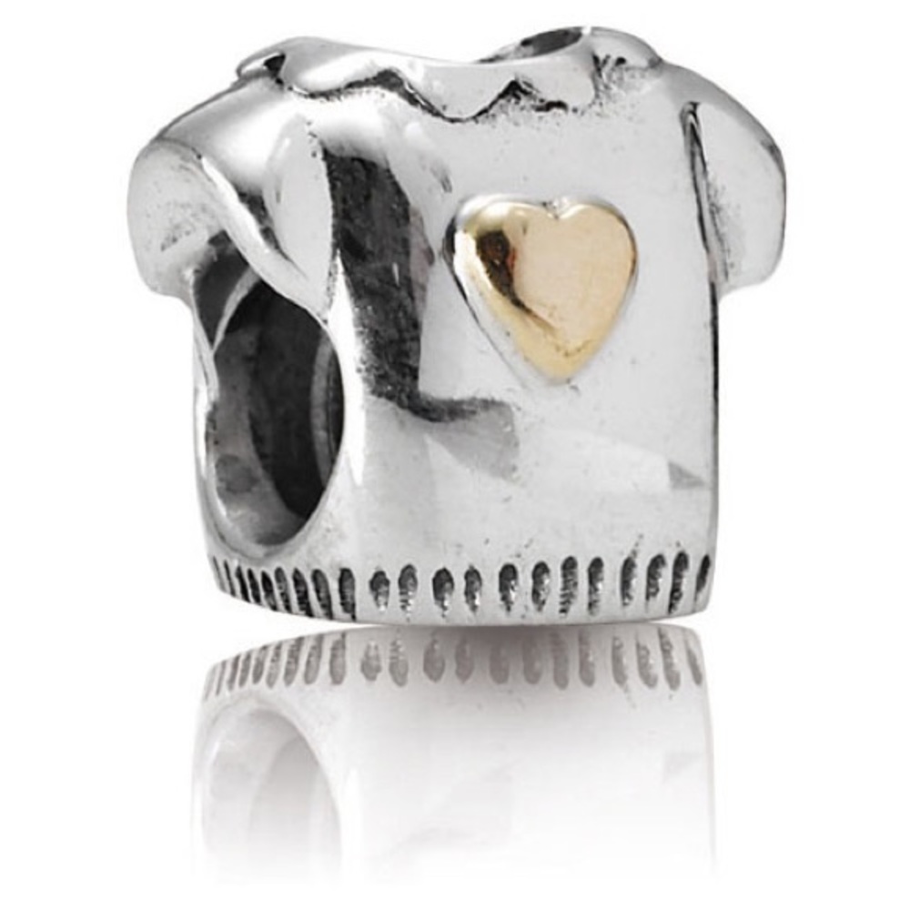 Retired Pandora Sterling Silver with 14K Gold Love Blouse Charm t-shirt -790439🌸